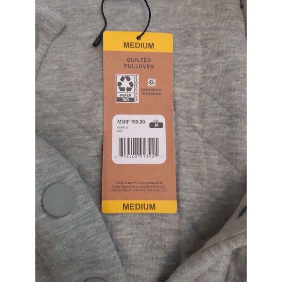 EDDIE BAUER Quilted Pullover Women Gray Snap Front Size M NEW - Picture 7 of 14